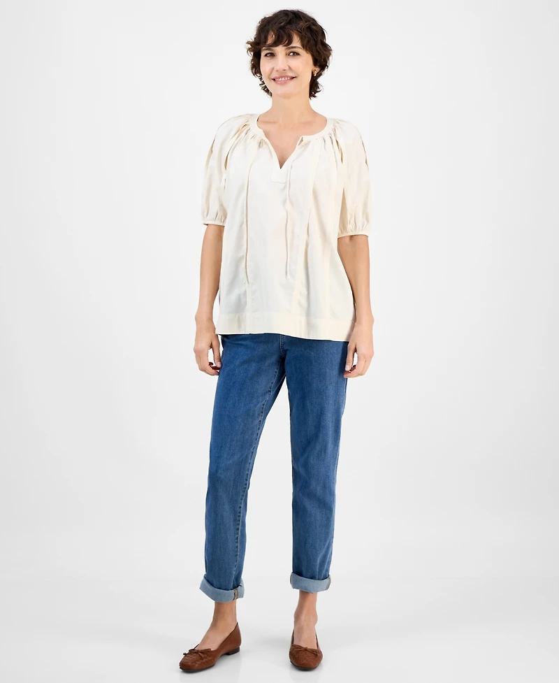 Style & Co Women's Split-Neck Raglan-Sleeve Blouse, Macy's Exclusive