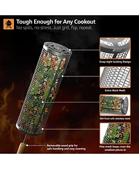 Sorbus 2 Pack Stainless Stee Rolling Grill Baskets with Removable Wooden Handle - Bbq, Outdoor Cooking, Camping