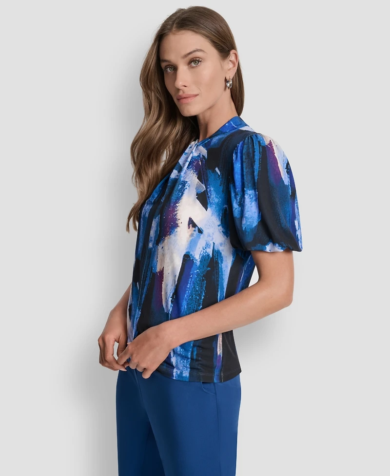Dkny Petite Keyhole Neck Balloon Sleeve Top