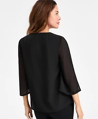 Jm Collection Women's Embellished V-Neck 3/4-Sleeve Blouse, Macy's Exclusive