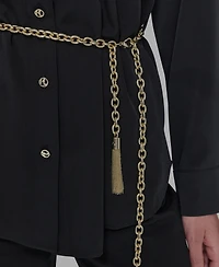 Karl Lagerfeld Paris Women's Belted Chest-Pocket Top