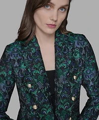 Karl Lagerfeld Paris Women's Printed Cropped Peak-Lapel Jacket