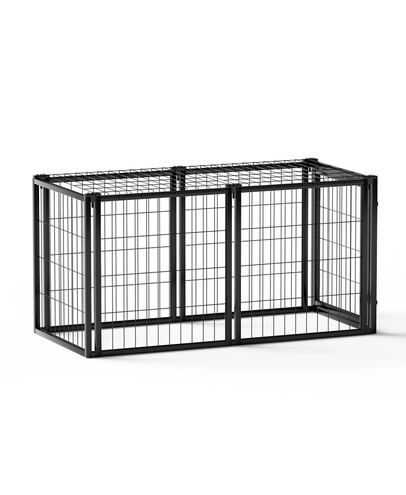 Aostirmotor 47.2 in. L x 22 in. W x 24 in. H. Dog Crate 47.2" Dog Kennel for Small Medium Dogs, Puppy Dog Playpen with Top in Black