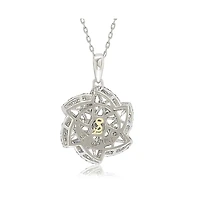 Suzy Levian New York Suzy Levian Sterling Silver Sapphire & Created White Sapphire Flower Pendant