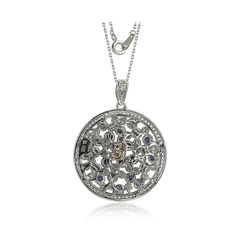 Suzy Levian Sterling Silver Sapphire & Created White Sapphire Multi-Circle Pendant
