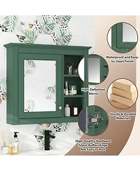 Casainc 30" x 28" Bathroom Medicine Cabinet with Mirror and 3 Open Shelves, Wall-Mounted (No Vanity)