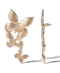 Jessica Simpson Cascading Butterfly Drop Earrings in Gold-Tone