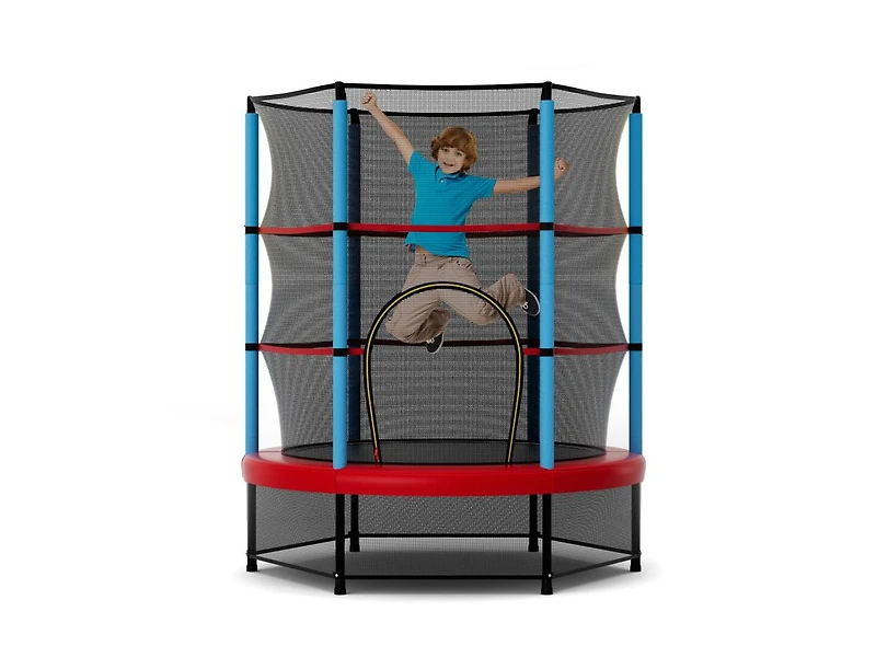 Akiudex 55 Inch Kids Trampoline with Enclosure Net and Foam Padded Poles