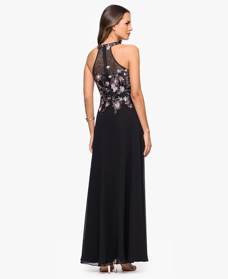 Betsy & Adam Petite Embroidered Sleeveless Dress