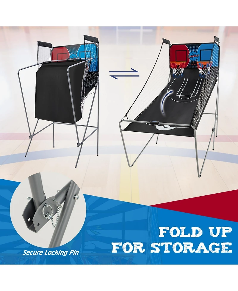 Akiudex Foldable Dual Shot Basketball Arcade Game with 8 Modes and Electronic Scoring