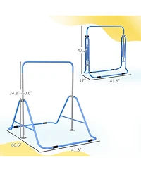 Qaba Folding Gymnastics Bar for Kids, Adjustable Height, Bubble Gum