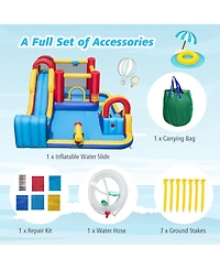 Akiudex Inflatable Water Slide Bounce House with Splash Pools and Climbing Wall for Kids Outdoor Play