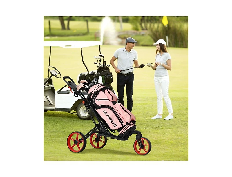 Akiudex Foldable Golf Push Cart with Adjustable Handle and Swivel Wheels