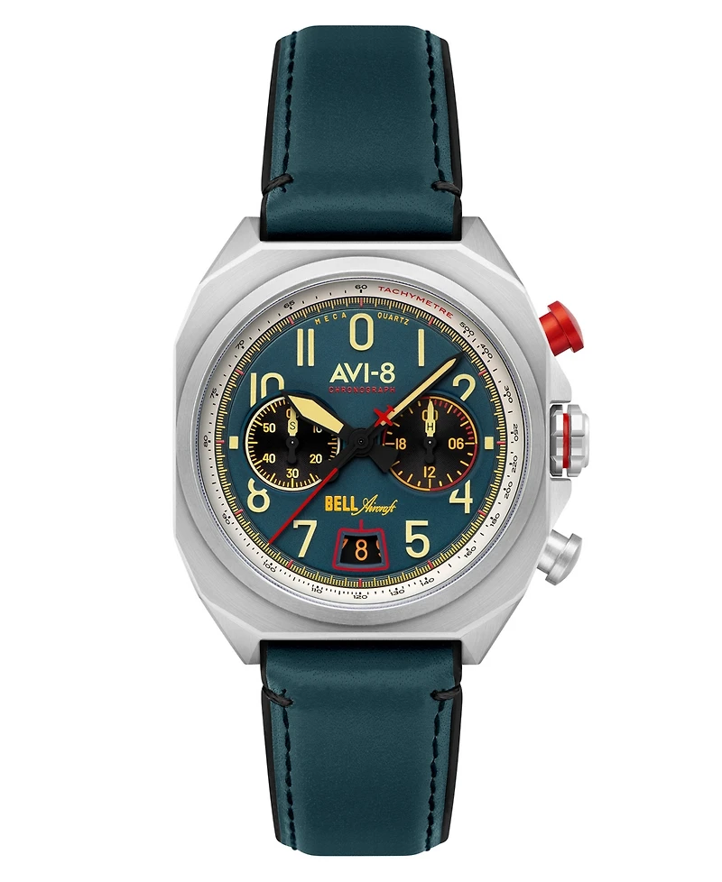 Avi-8 Men's Bell X-1 Blue Leather Strap Watch, 41mm