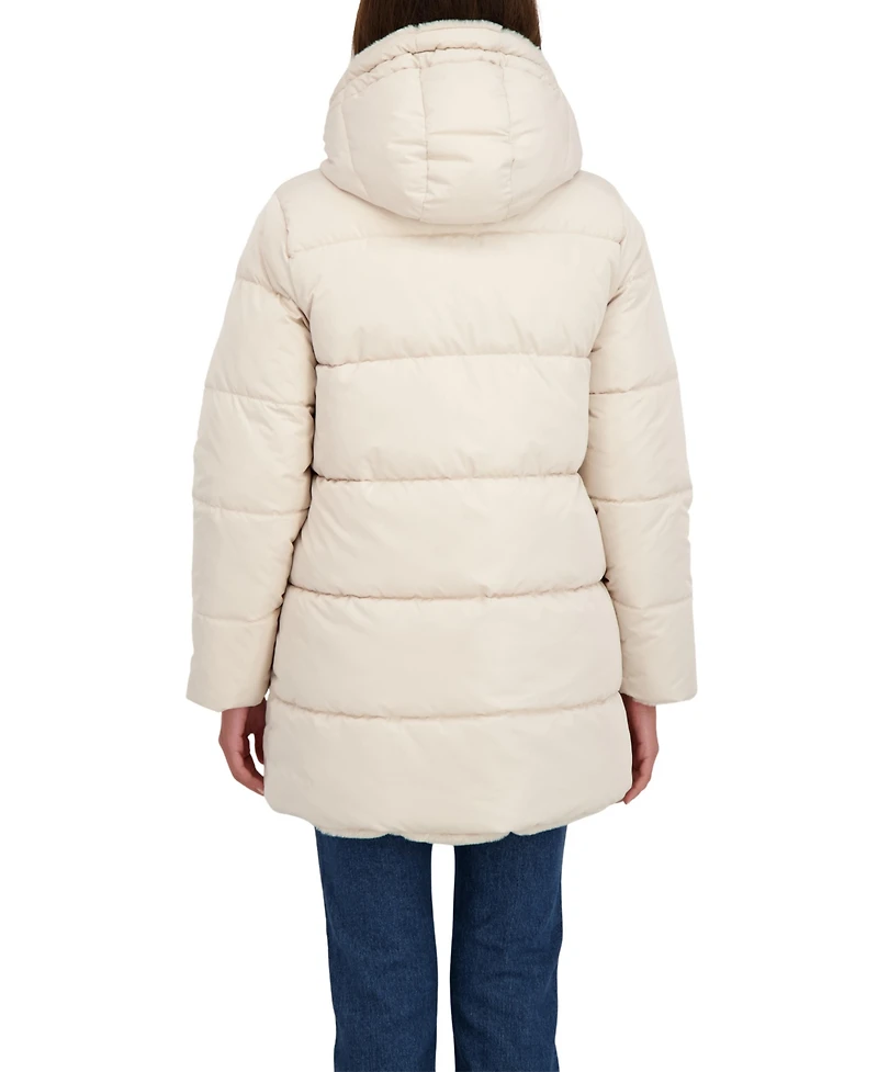 Sebby Collection Women's 3/4 Reversible Puffer Jacket