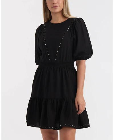Ellen Tracy Women's Studded Crinkle Dress