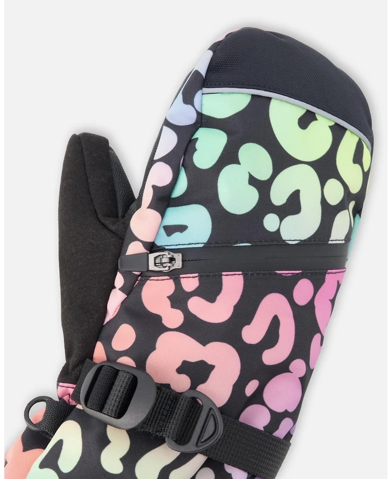 Deux par Girl Winter Mittens Teknik Rainbow Leopard - Toddler|Child