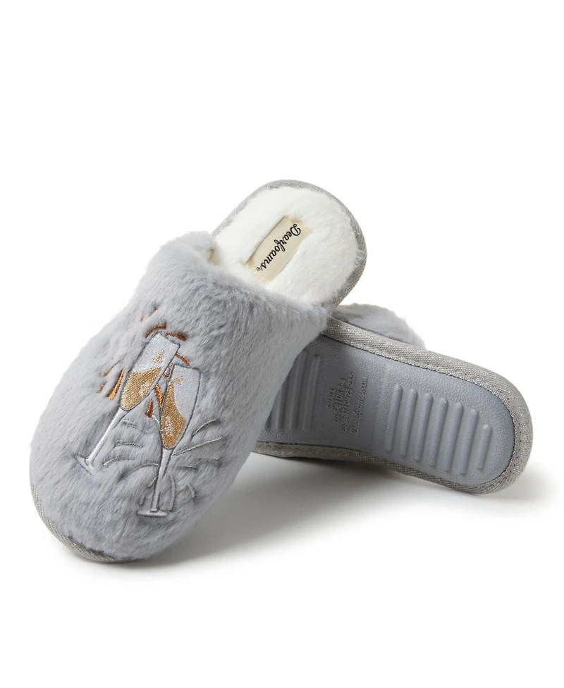 Dearfoams Women's Bridal Celebration Fuzzy Scuff House Slipper