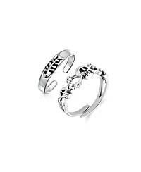 Bling Jewelry Set of 2 Nautical Fish Bone and Punk Rocker Skull Midi Toe Ring Sterling Silver