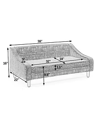 Aostirmotor Beige Durable Elevated Dog Sofa Bed Pet Sofa with Modern Irregular Armrest Design Comfortable Soft Dog Sofa