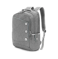 15.6 inch Grey Laptop Backpack for Men Women, Stylish Buttons Decor Daypack with Usb Charging Port, Water Resistant Computer Bag Notebook Bag Suitable