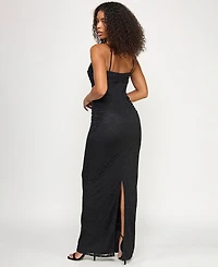 Seni & Cade Juniors' Front Twist Bandeau Bodice Gown