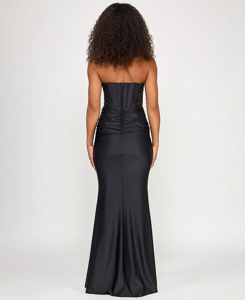Seni & Cade Juniors' Power Stretch Strapless Gown