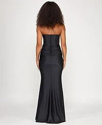 Seni & Cade Juniors' Power Stretch Strapless Gown