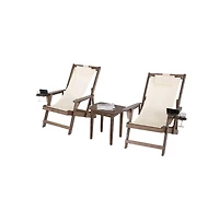Jiallo Canvas Sling Chairs With Cup And Wine Holder And End Table