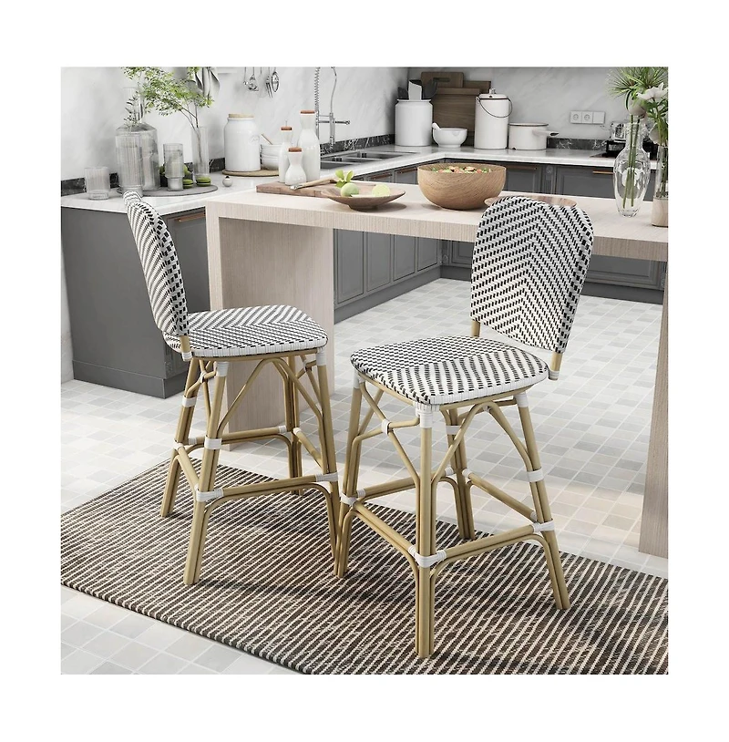 Enitial Star Adino Aluminum Woven Seat Patio Bar Chair (Set of 2