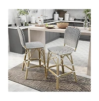 Enitial Star Adino Aluminum Woven Seat Patio Bar Chair (Set of 2