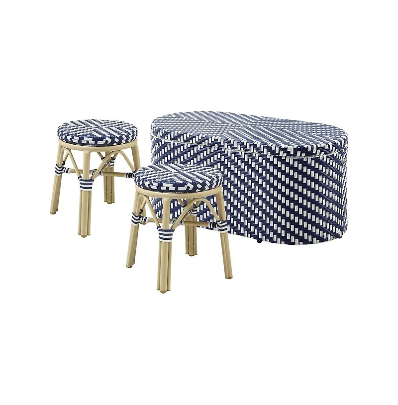 Enitial Star Pagler Aluminum 3pc Wicker Patio Coffee Table and Stool Set