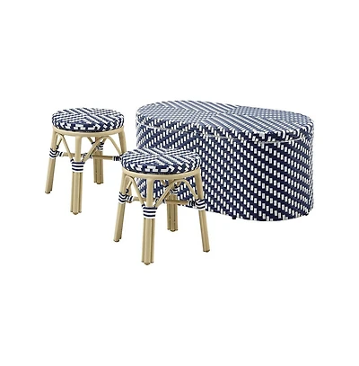 Enitial Star Pagler Aluminum 3pc Wicker Patio Coffee Table and Stool Set