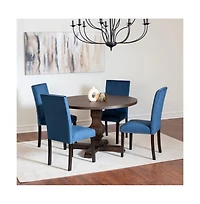 Roundhill Furniture Fordsville 5-Pc Dining Set, Pedestal Round Table with 4 Stylish Chairs