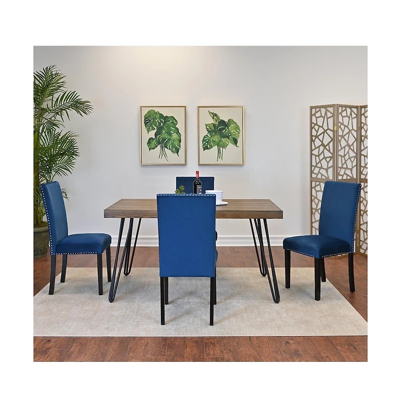 Roundhill Furniture Ashzo 5-Pc Dining Set, Hairpin Dining Table with 4 Chairs