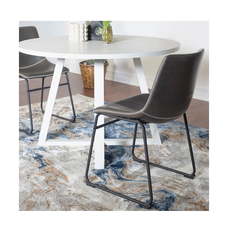 Roundhill Furniture Varna -Pc Round Dining Set, Trestle Dining Table with Chairs