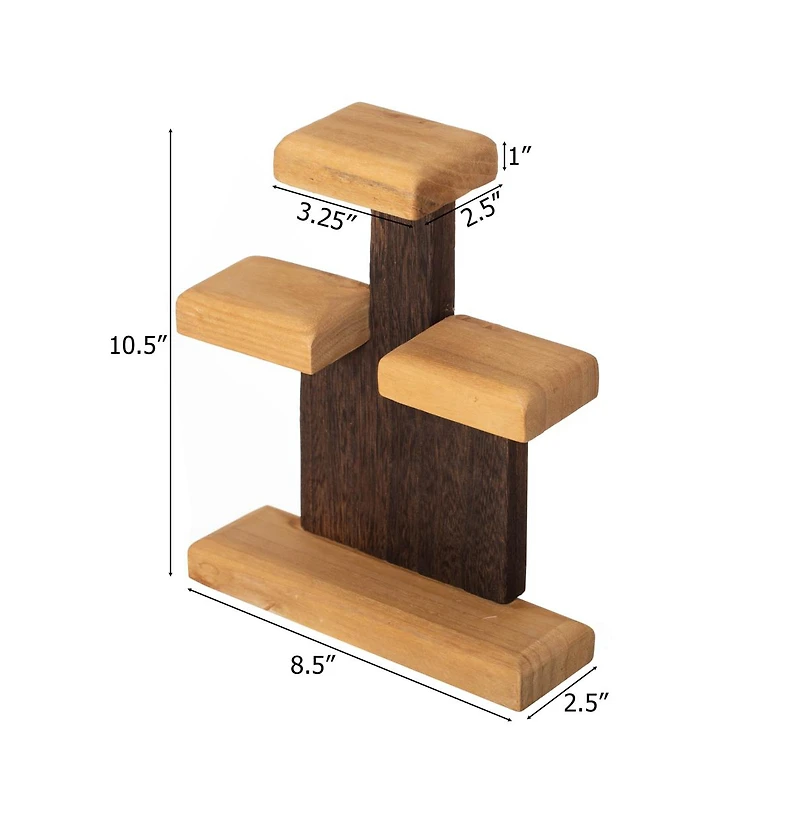 Vintiquewise 3-Tier Wooden Tabletop Jewelry Display Stand Rustic Organizer for Necklace Bracelet Watch Bangle Ring & Earring with a Sturdy Natural Woo