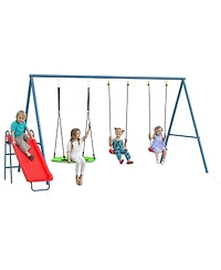 Outsunny Metal Swing Set for Backyard, 3 in 1 Design, Holds Up to 352 lbs.