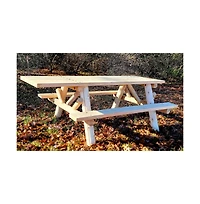 Contoured Comfort 6' Ada Log Picnic Table Attached Benches