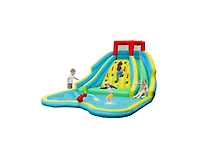Akiudex Inflatable Water Slide Park with 2 Slides, Climbing Wall and Pool