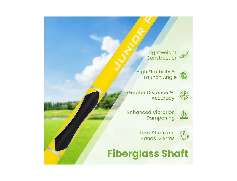 Akiudex Kids 7 Iron Golf Club with Fiberglass Shaft for Ages 8 to 10