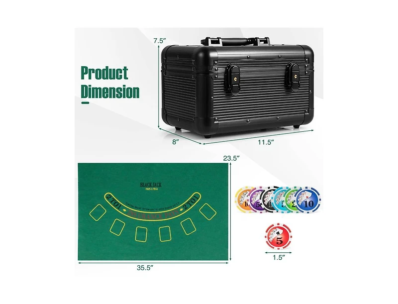 Akiudex 300 Piece Poker Chip Set with Case Cards and Felt for Casino Game Night