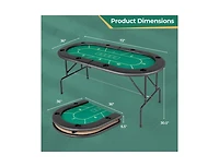 Akiudex 72 Inch Foldable Poker Table with Cup Holders and Padded Armrests for 8 Players