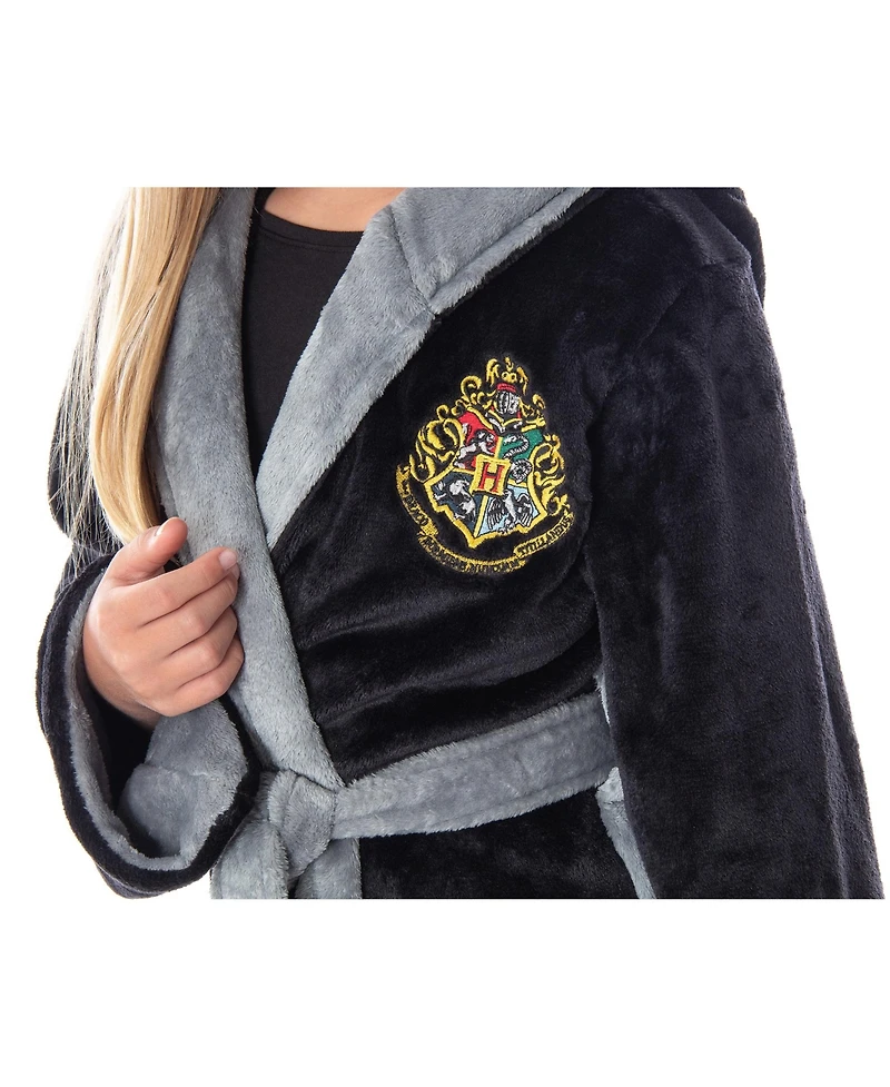 Harry Potter Hogwarts Castle Houses Crest Girl's Fleece Robe Kids Pajama Bathrobe