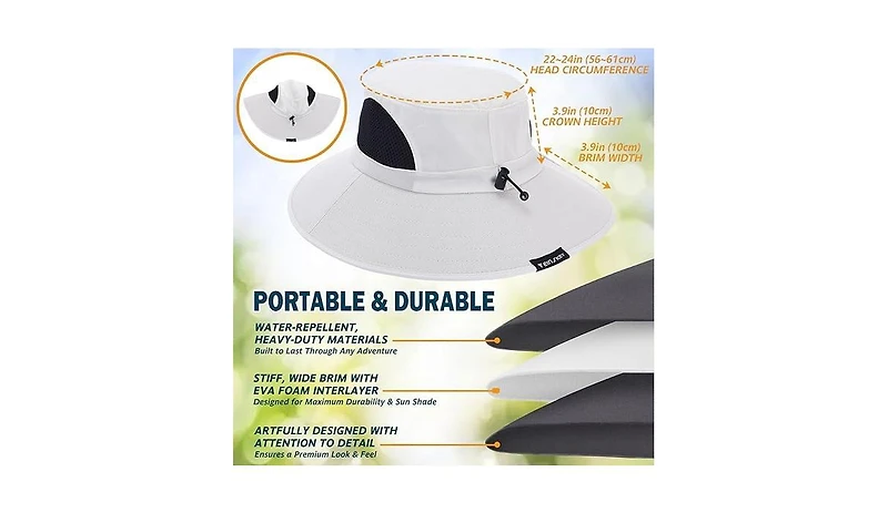 Multijoy Wide Brim Sun Hat, Upf 50+ Uv Protection Waterproof Packable Bucket Hat for Men & Women