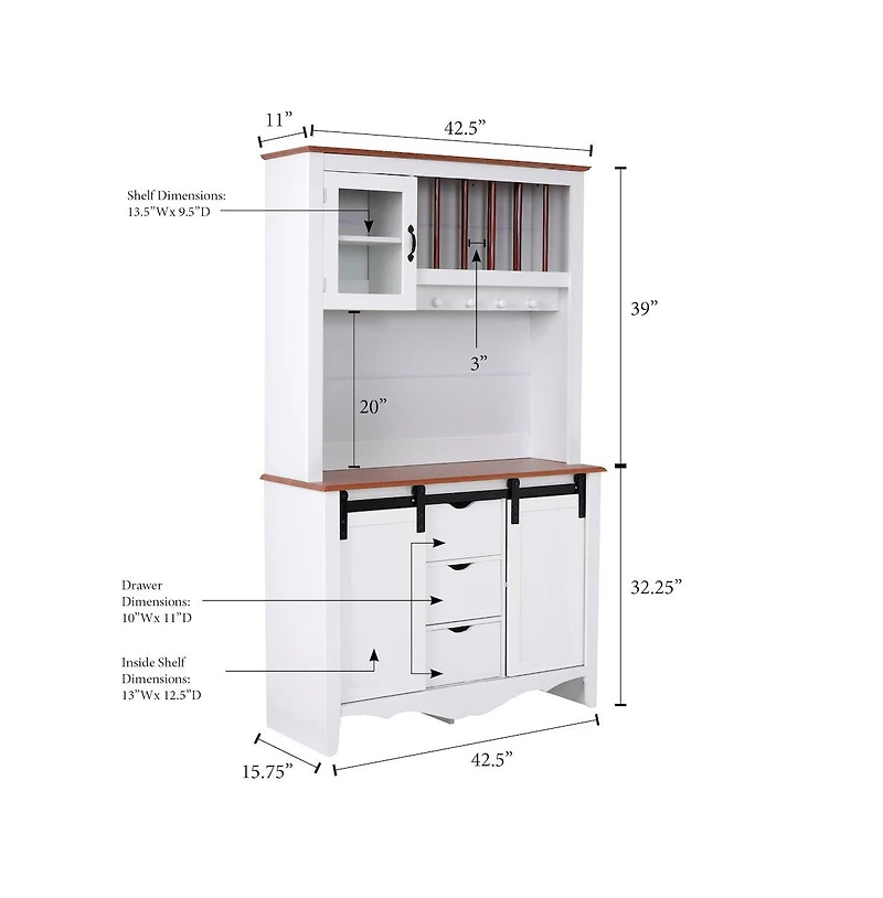 American Furniture Classics Countryside Sliding Barn Door Buffet and Hutch