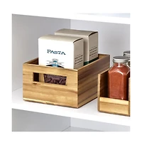 mDesign Acacia Wood Pantry Bin with Handles - Set of 4 - Natural