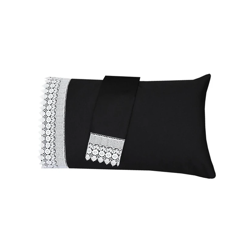 Embellished 4-Inch Lace Trim Pillowcases (Pair) Luxury 608 Thread Count - Usa, Standard