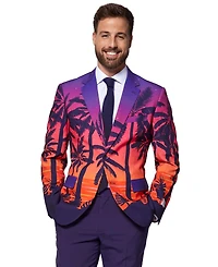 OppoSuits Men's Suit - Summer Sunset Party Outfit Slim Fit Purple Orange and Black Includes Blazer, Pants Tie
