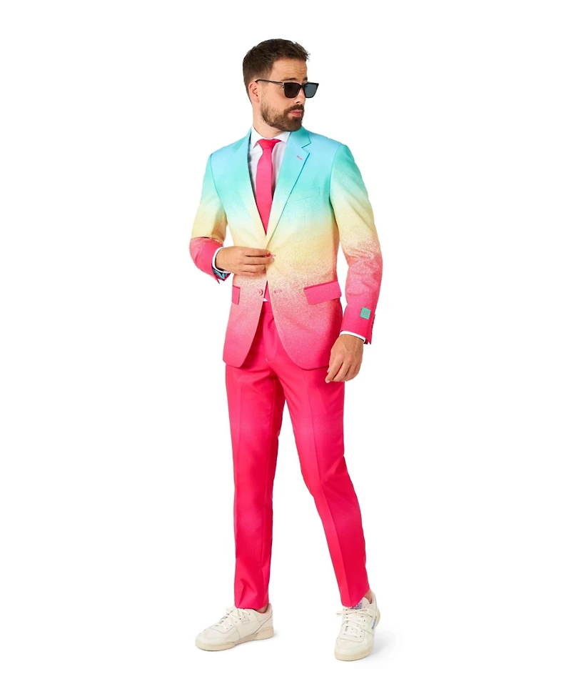 OppoSuits Men's Valentine's Day Suits - Hearts And Rainbow Print Outfits Love Theme Party Fade